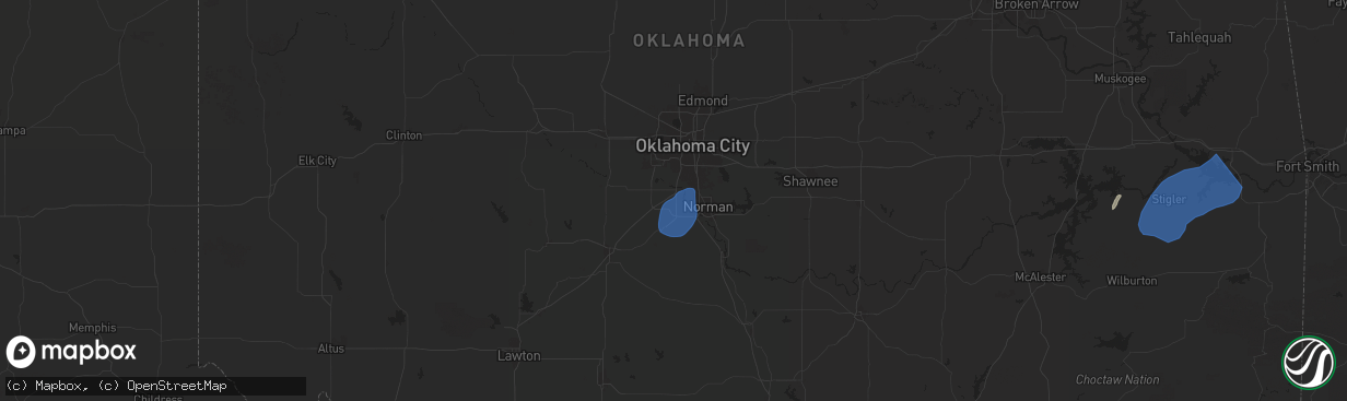 Hail map in Newcastle, OK on October 18, 2025