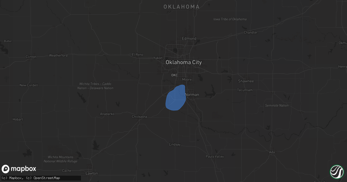 Hail map in Newcastle, OK on October 18, 2025