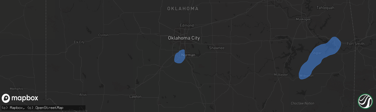 Hail map in Norman, OK on October 18, 2025