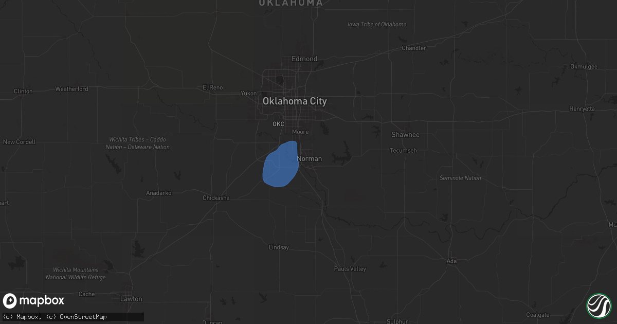 Hail map in Norman, OK on October 18, 2025
