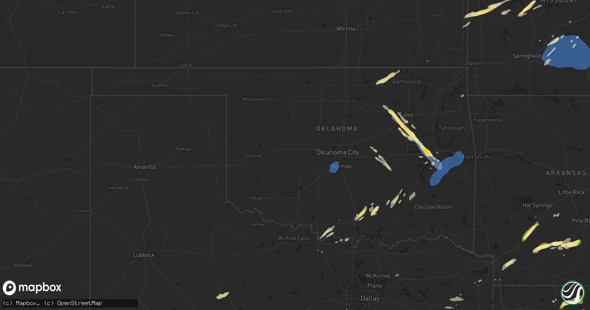 Hail map in Oklahoma on October 18, 2025
