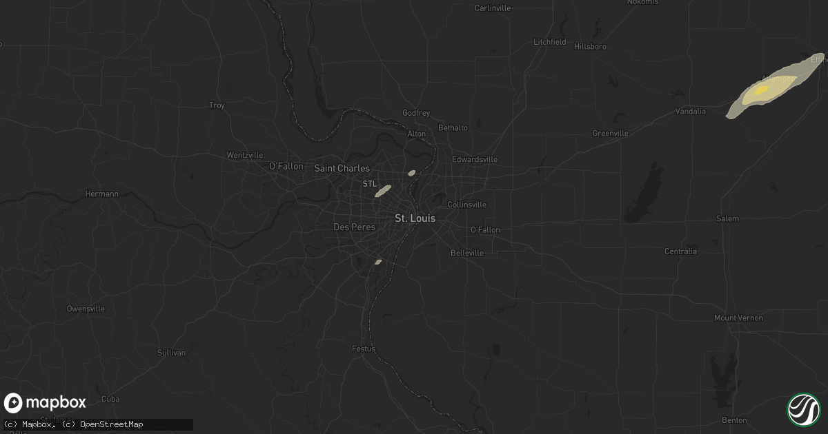 Hail map in Saint Louis, MO on October 18, 2025