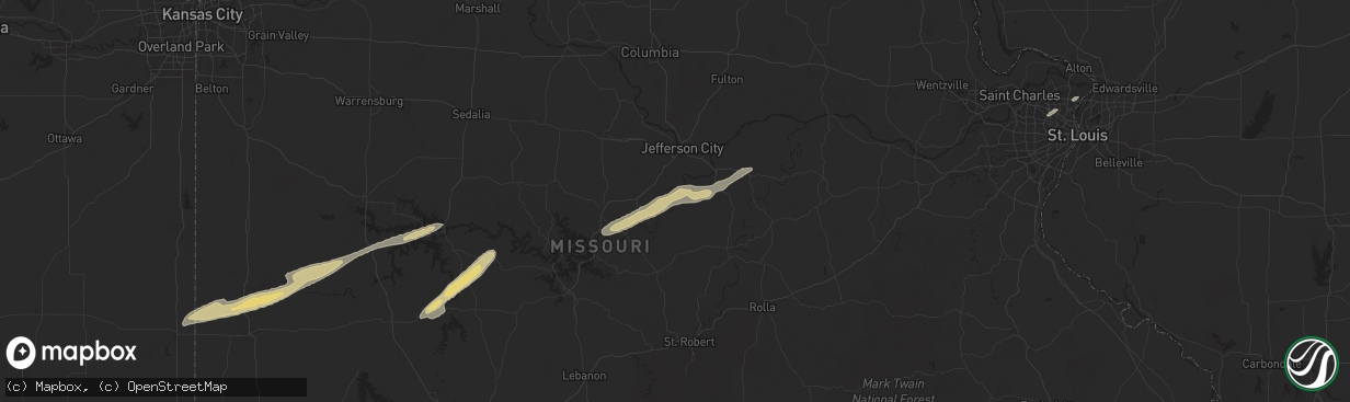 Hail map in Saint Thomas, MO on October 18, 2025