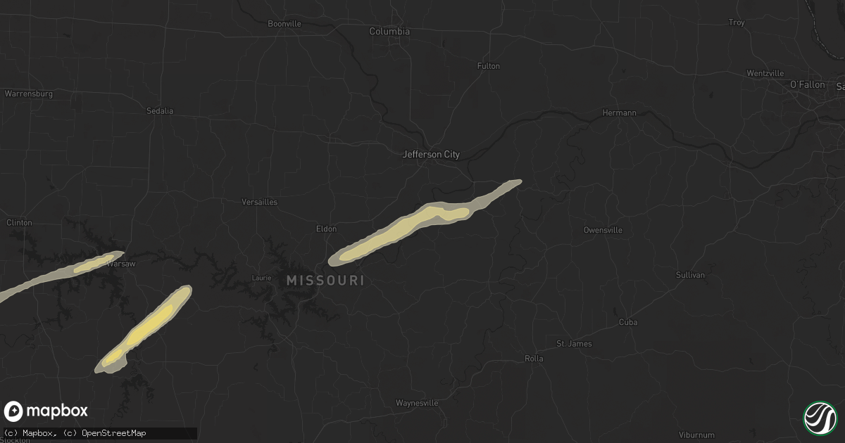 Hail map in Saint Thomas, MO on October 18, 2025