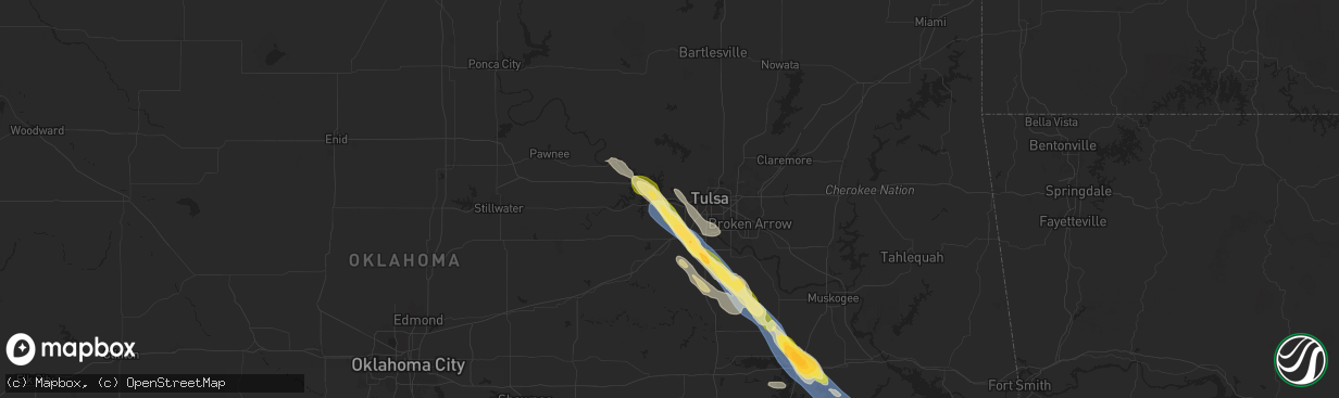 Hail map in Sand Springs, OK on October 18, 2025
