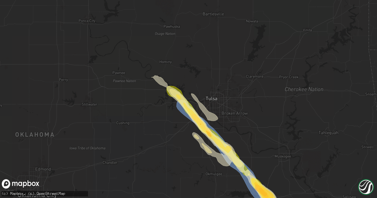 Hail map in Sand Springs, OK on October 18, 2025