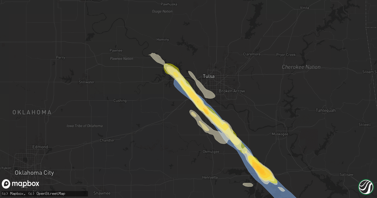 Hail map in Sapulpa, OK on October 18, 2025