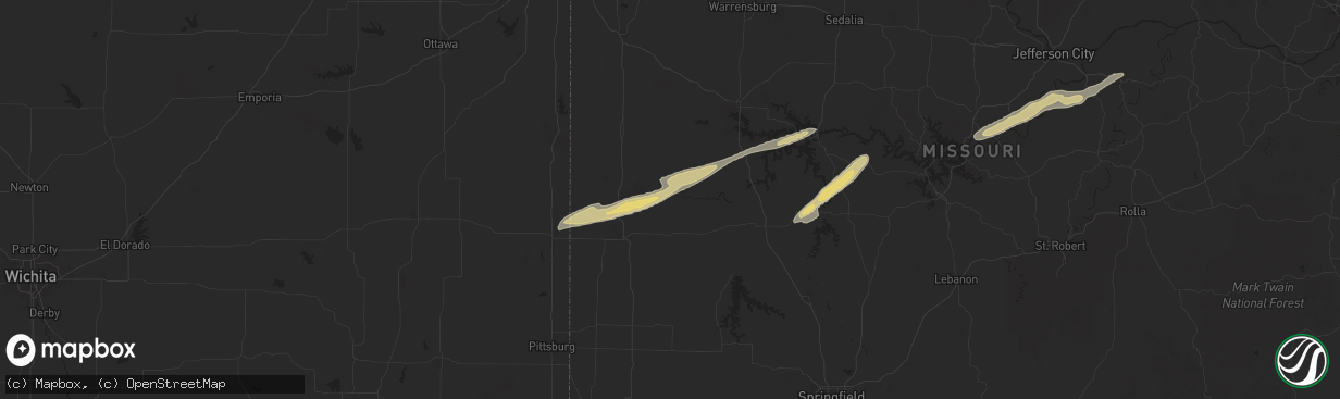 Hail map in Schell City, MO on October 18, 2025