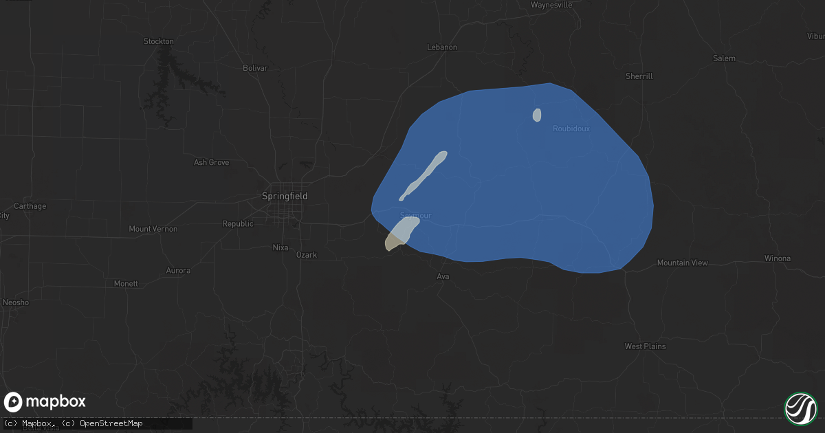 Hail map in Seymour, MO on October 18, 2025