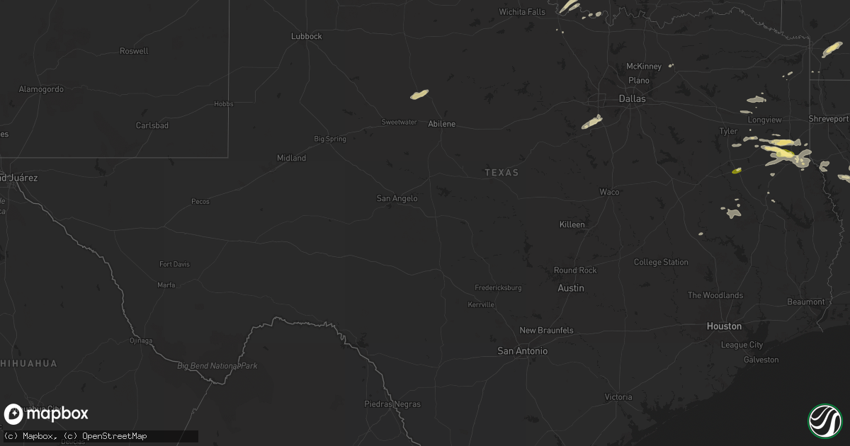 Hail map in Texas on October 18, 2025