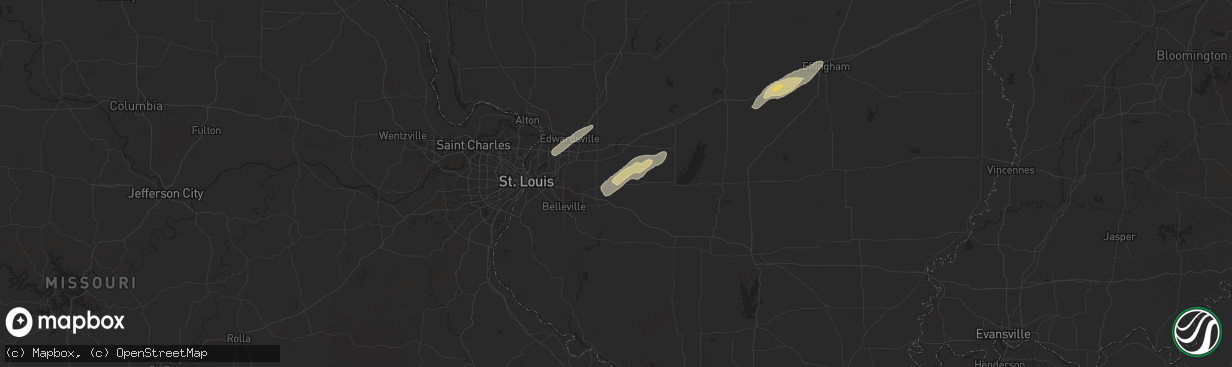 Hail map in Trenton, IL on October 18, 2025