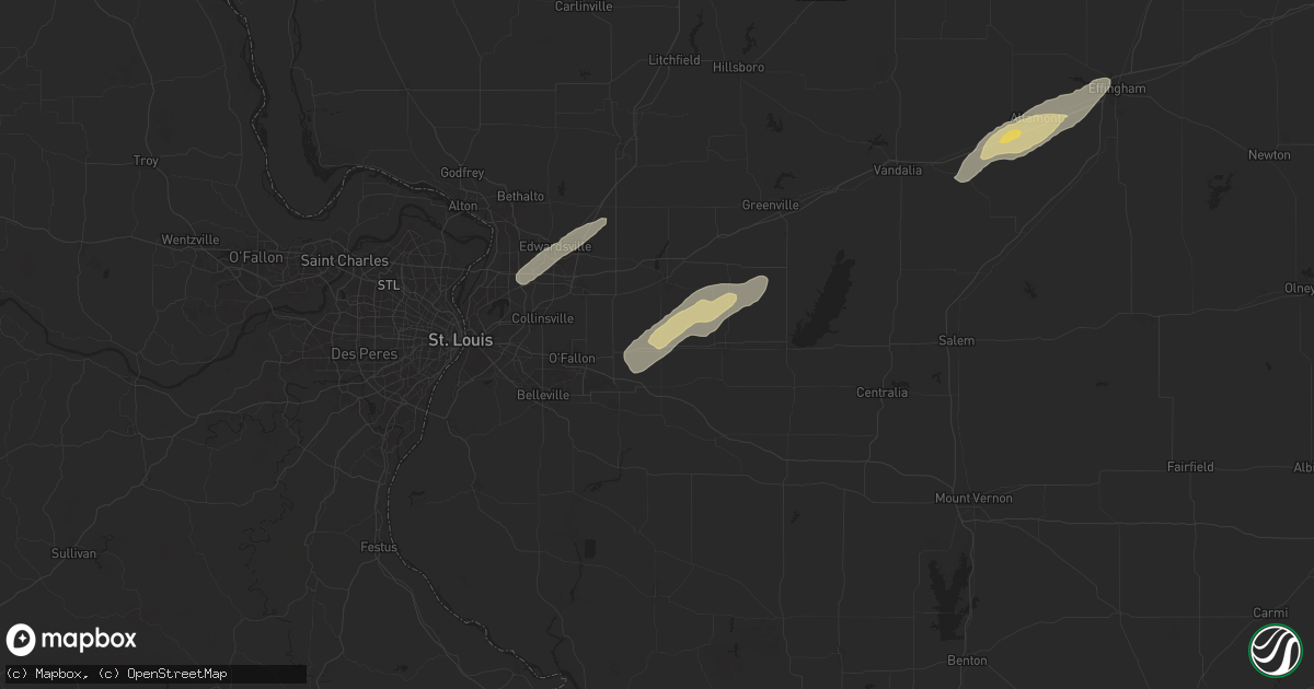 Hail map in Trenton, IL on October 18, 2025