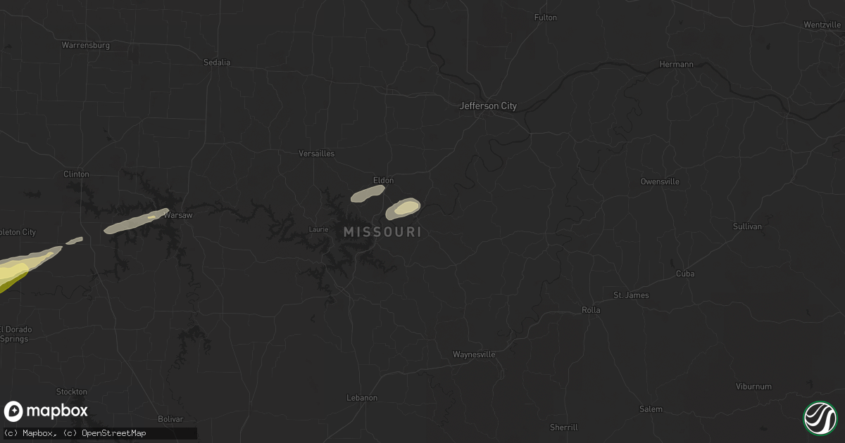Hail map in Tuscumbia, MO on October 18, 2025