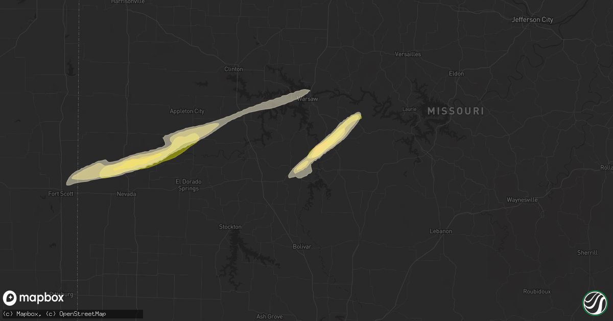 Hail map in Wheatland, MO on October 18, 2025