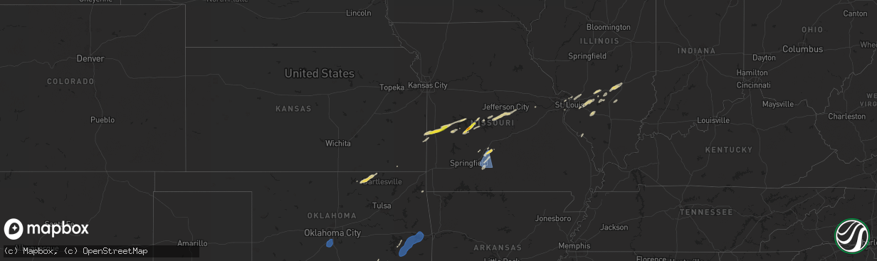 Hail map on October 18, 2025
