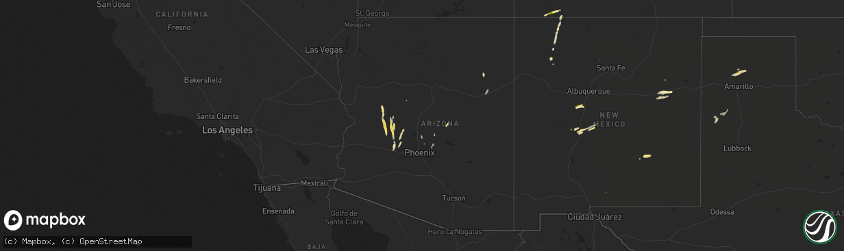 Hail map in Arizona on October 19, 2015