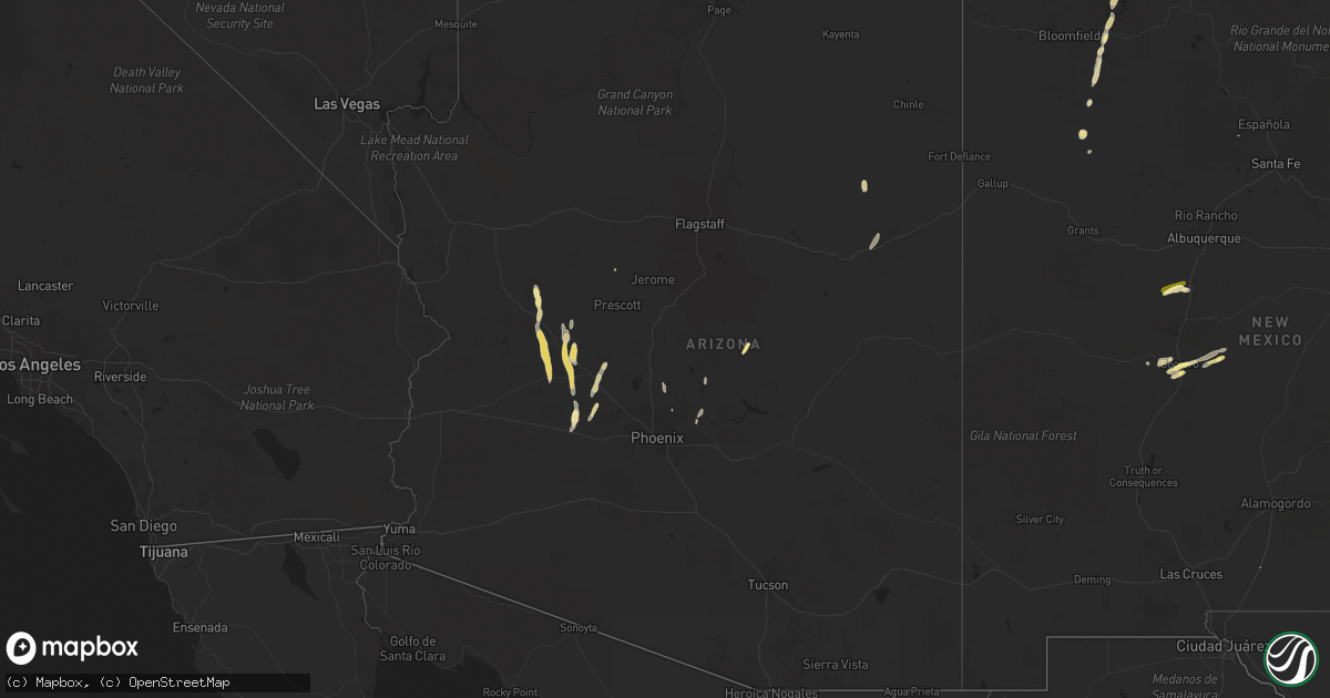 Hail map in Arizona on October 19, 2015