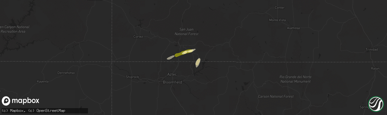 Hail map in Ignacio, CO on October 19, 2015