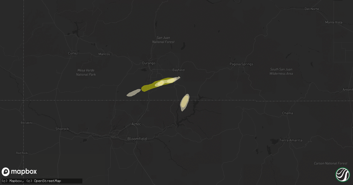 Hail map in Ignacio, CO on October 19, 2015