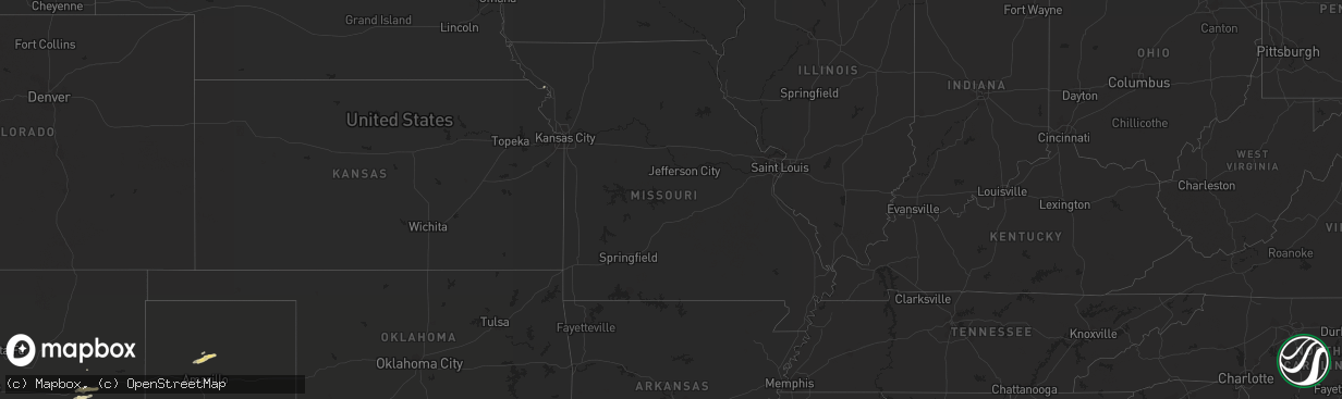 Hail map in Missouri on October 19, 2015