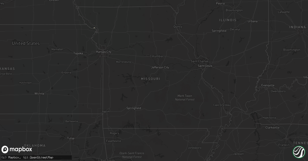 Hail map in Missouri on October 19, 2015