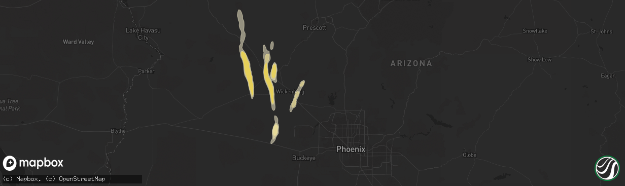 Hail map in Morristown, AZ on October 19, 2015