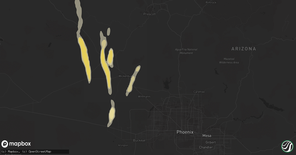 Hail map in Morristown, AZ on October 19, 2015