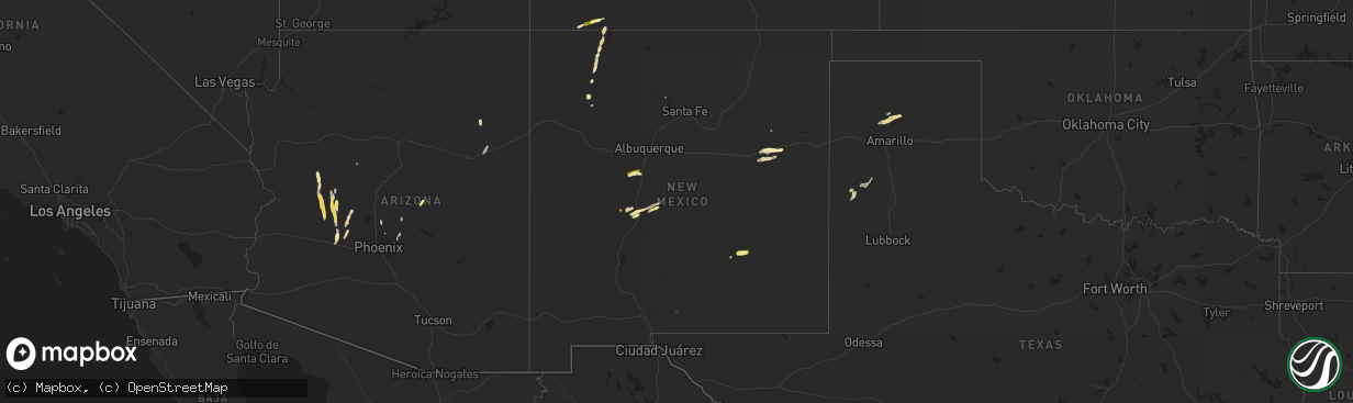 Hail map in New Mexico on October 19, 2015