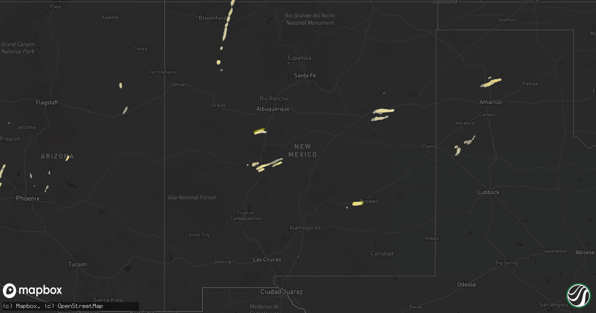 Hail map in New Mexico on October 19, 2015