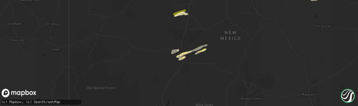 Hail map in Socorro, NM on October 19, 2015