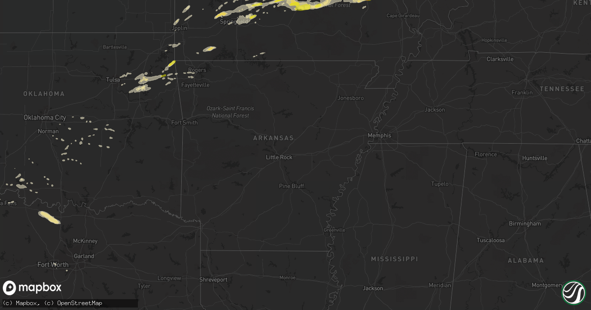Hail map in Arkansas on October 19, 2016