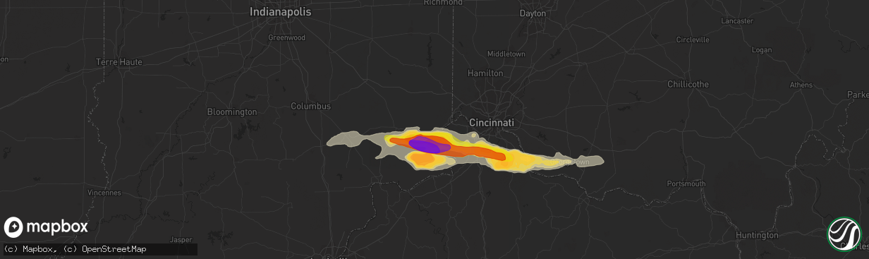 Hail map in Aurora, IN on October 19, 2016