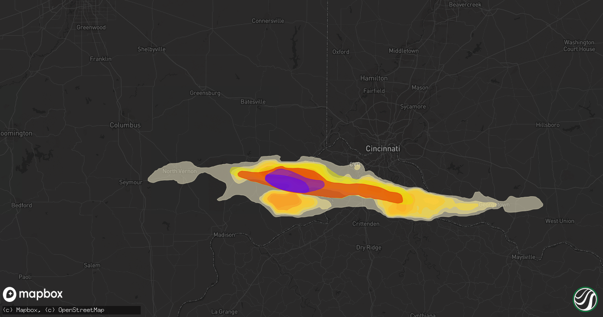 Hail map in Aurora, IN on October 19, 2016