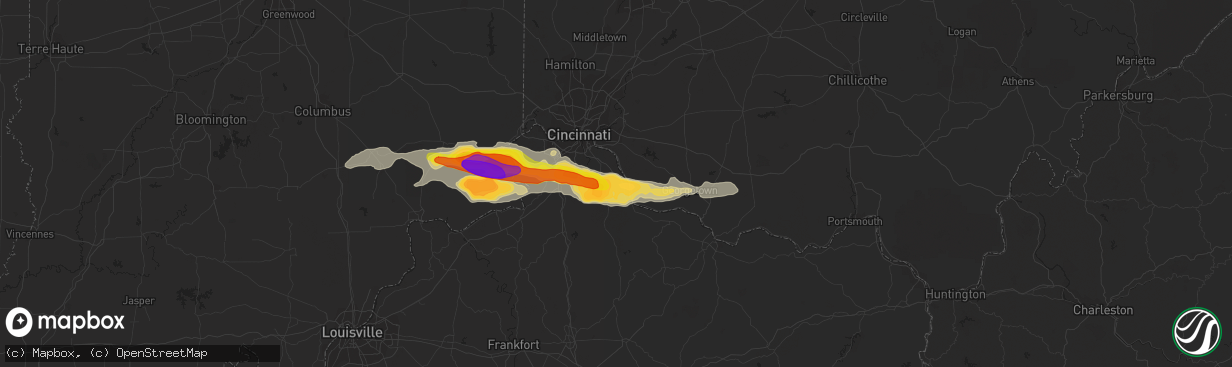 Hail map in California, KY on October 19, 2016