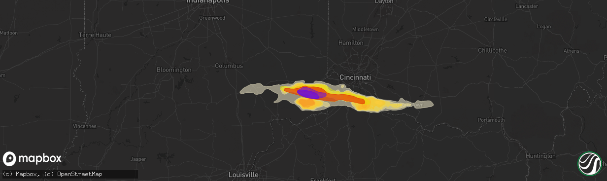 Hail map in Dillsboro, IN on October 19, 2016