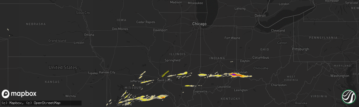 Hail map in Illinois on October 19, 2016