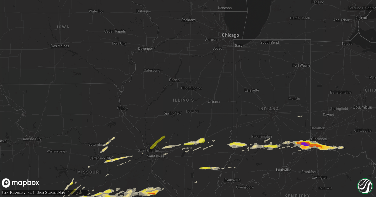 Hail map in Illinois on October 19, 2016