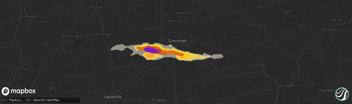 Hail map in Independence, KY on October 19, 2016