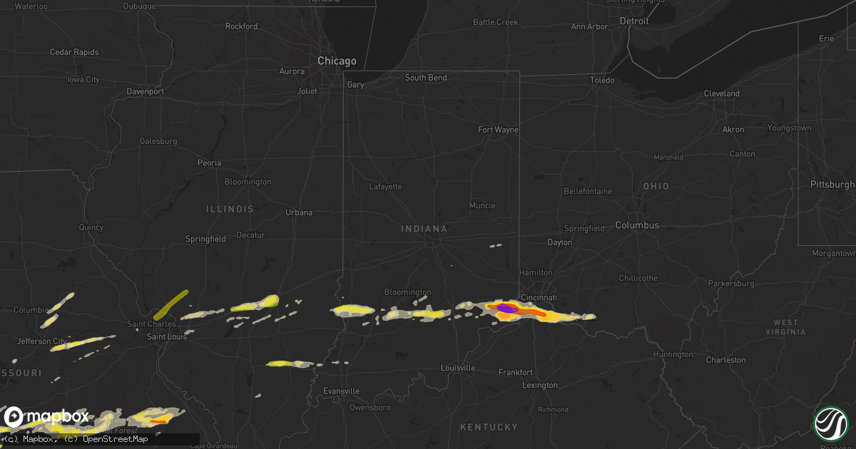 Hail map in Indiana on October 19, 2016