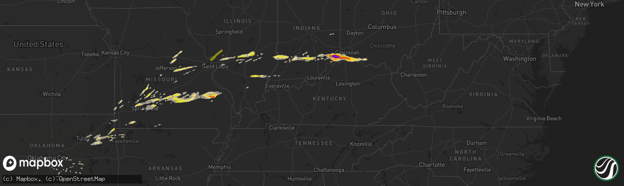 Hail map in Kentucky on October 19, 2016