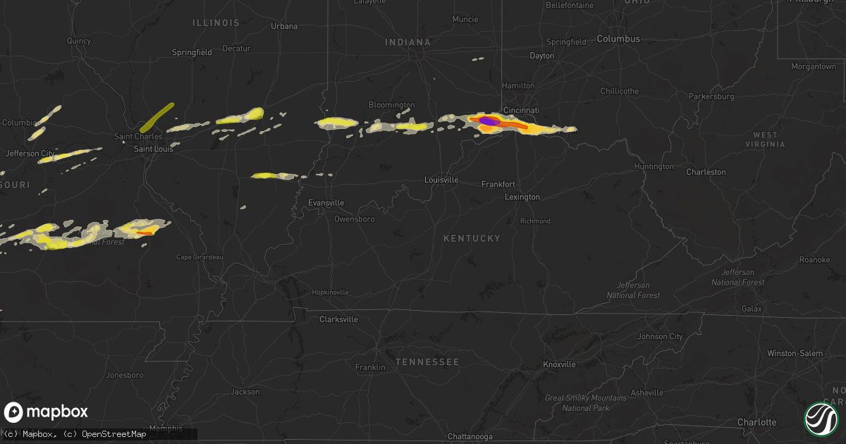 Hail map in Kentucky on October 19, 2016