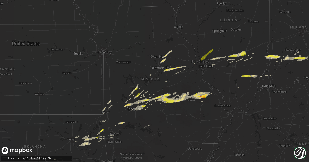 Hail map in Missouri on October 19, 2016