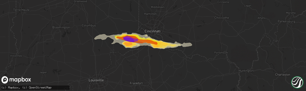 Hail map in Morning View, KY on October 19, 2016