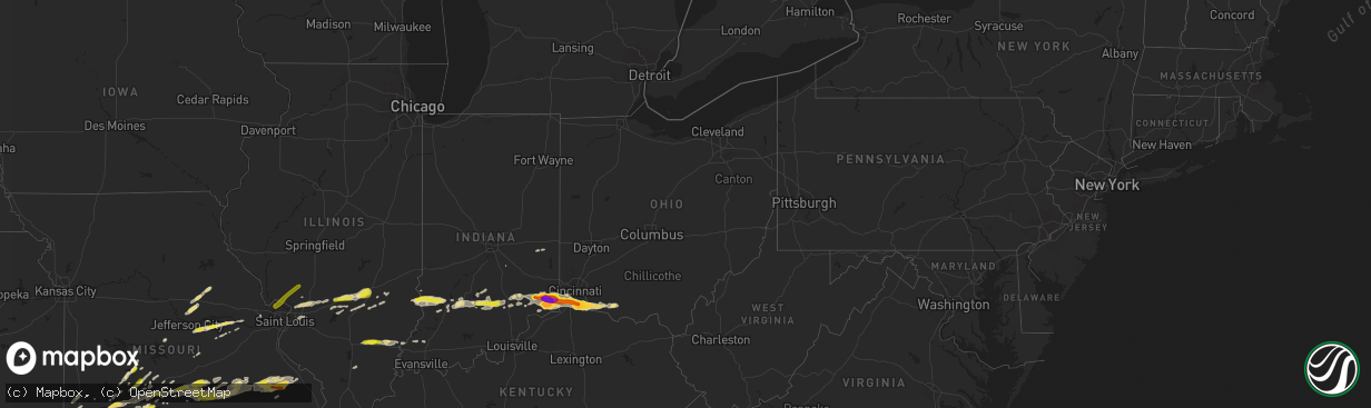 Hail map in Ohio on October 19, 2016