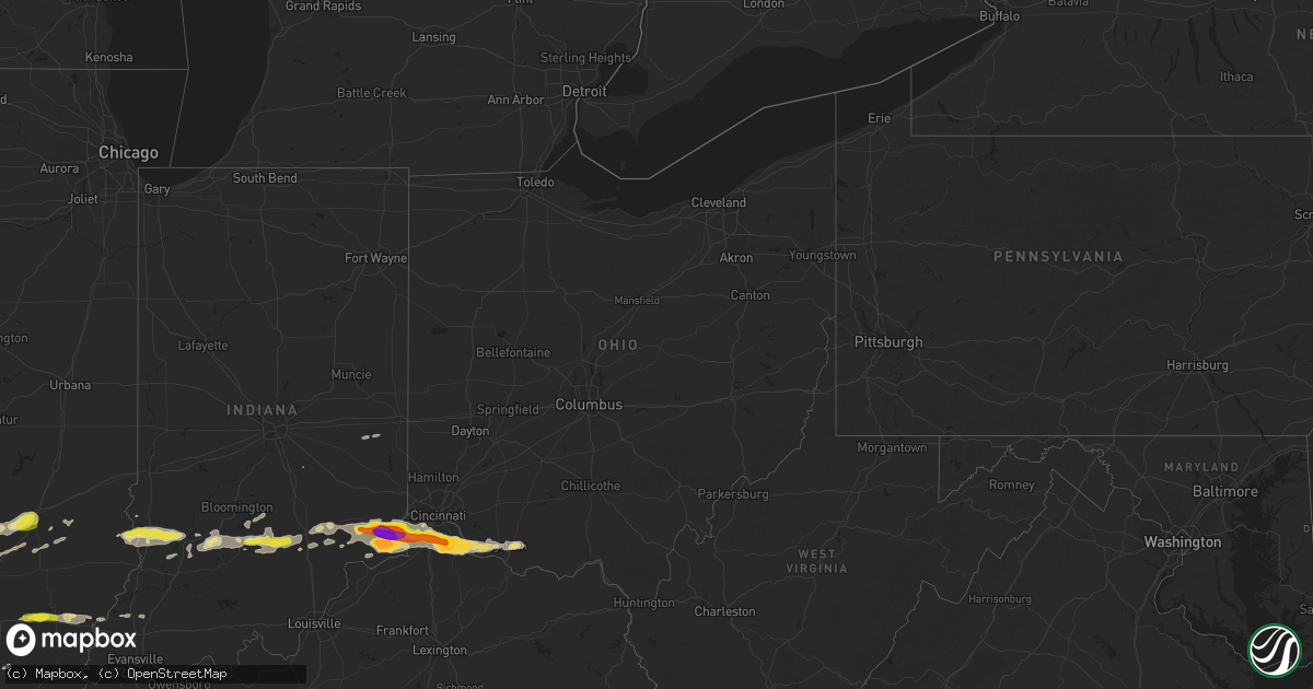 Hail map in Ohio on October 19, 2016