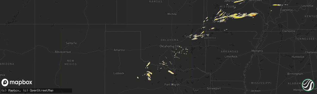 Hail map in Oklahoma on October 19, 2016