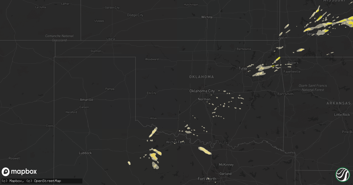 Hail map in Oklahoma on October 19, 2016