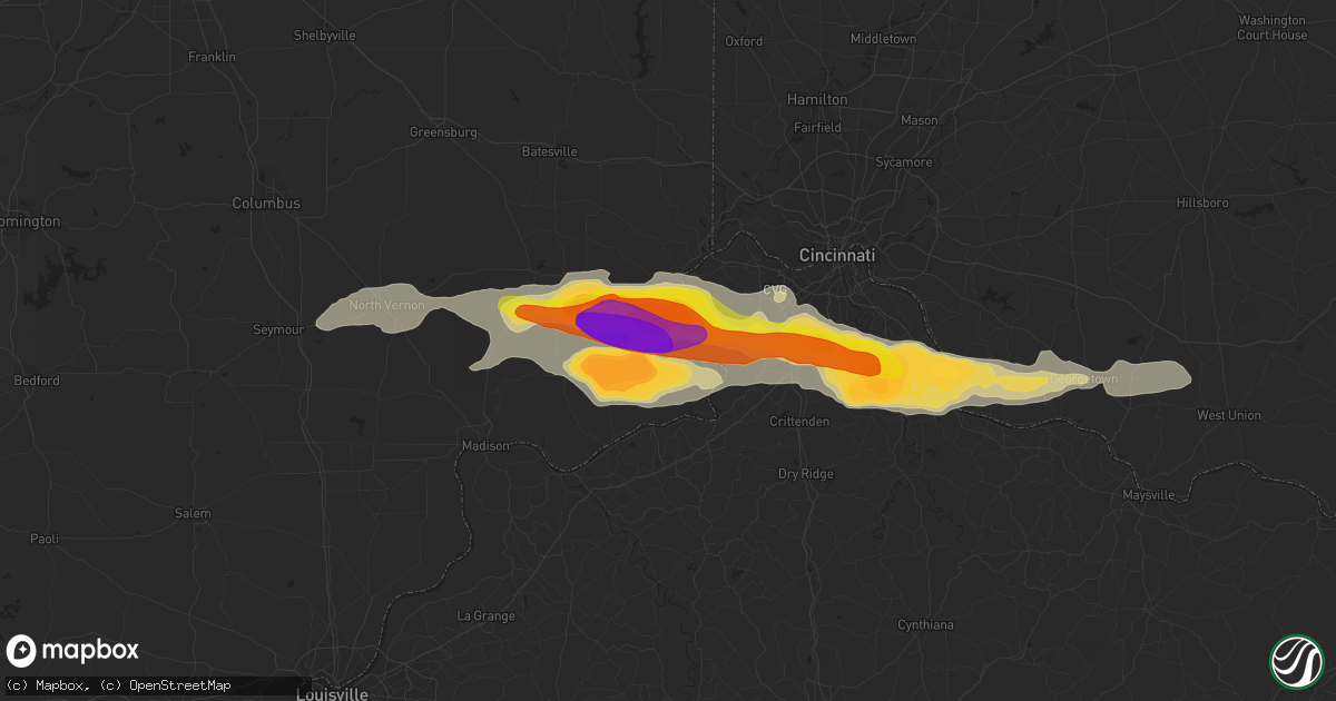 Hail map in Rising Sun, IN on October 19, 2016