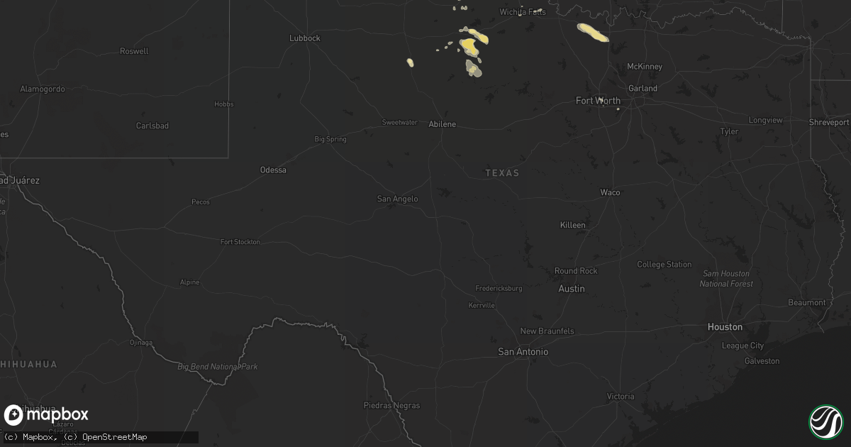 Hail map in Texas on October 19, 2016