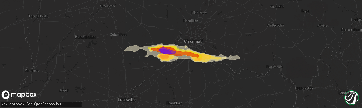 Hail map in Union, KY on October 19, 2016